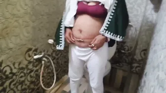 Indian Housewife Pees In Bathroom While Recording For Husband Away