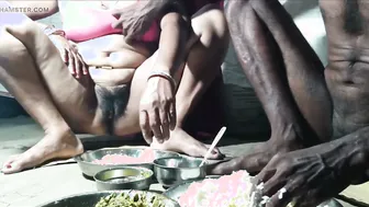 Indian Couple Eating Rice Completely Naked Together In Their Bedroom