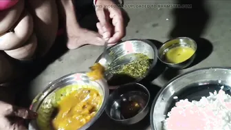 Indian Couple Eating Rice Completely Naked Together In Their Bedroom