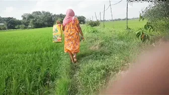 Desi Granny Squats To Piss In Open Farmland During Harvest Season