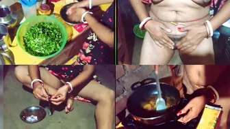 Desi Housewife Cooks Curry Naked When Alone In Kitchen All Morning