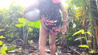 Indian Boudi Squats And Pisses In A Clay Pot Outside Her Village Hut