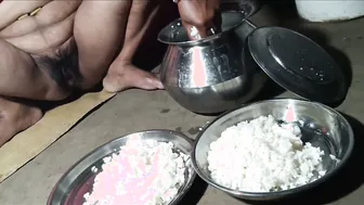 Desi Couple Eats Rice Naked Together On Bedroom Floor After Fucking