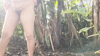 Desi Girl Fingers Her Pussy And Squeezes Her Tits Outside Then Pisses