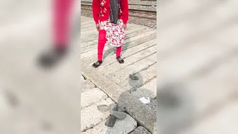 Bengali Bhabhi Caught Peeing Outside In The Open Village Yard