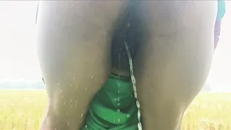 Desi Village Girl Pees In Paddy Field While Cutting Rice Outdoors