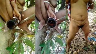Bengali Village Girl Pissing On A Tree Branch In The Forest
