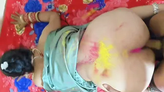 Indian Bhabhi Celebrates Holi Festival With Her Younger Brother-In-Law
