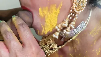 Indian Bhabhi Celebrates Holi Festival With Her Younger Brother-In-Law