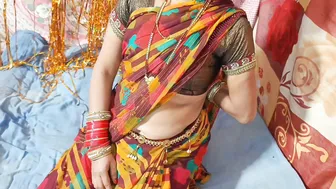 Indian Newly Married Wife In Red Saree Fucked At Home After Wedding