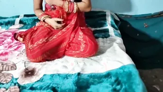 Desi Wife In Red Saree Getting Fucked Passionately On The Bed