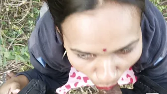 Indian Girl Takes His Load On Her Face And Swallows Cum Deep In Jungle