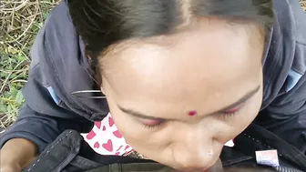 Indian Girl Takes His Load On Her Face And Swallows Cum Deep In Jungle