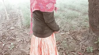 Indian Couple Having Passionate Sex Outdoors In The Jungle Behind Trees