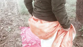 Indian Couple Having Passionate Sex Outdoors In The Jungle Behind Trees
