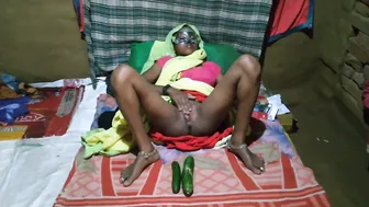 Punjabi Bhabhi Alone In Bedroom Using Cucumber To Pleasure Her Wet Hole