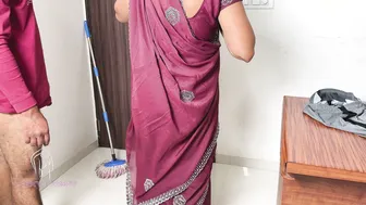 Indian Maid Gets Caught Mopping And Seduced By Landlord's Thick Cock