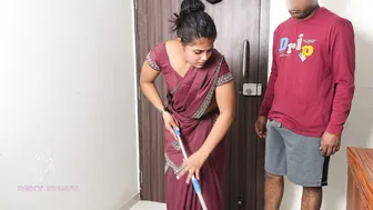 Indian Maid Gets Caught Mopping And Seduced By Landlord's Thick Cock