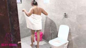 Desi Girl Komal Bathing Telling Him Not To Peek Through Window Again