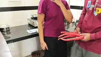 Indian Housewife Gets Carrot Stuffed In Her Holes While Cooking Halwa