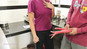 Indian Housewife Gets Carrot Stuffed In Her Holes While Cooking Halwa