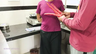 Indian Housewife Gets Carrot Stuffed In Her Holes While Cooking Halwa