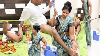 Desi Landlord Catches Maid Mopping And Fucks Her Wet Pussy Hard In Bedroom