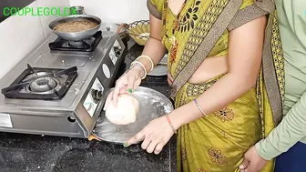 Indian Wife Making Rotis When He Shoves Deep Doing Two Things At Once