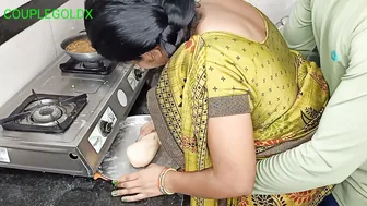 Indian Wife Making Rotis When He Shoves Deep Doing Two Things At Once