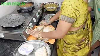 Indian Wife Making Rotis When He Shoves Deep Doing Two Things At Once