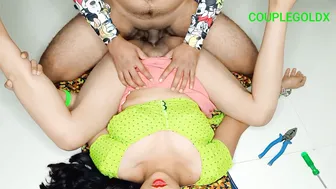 Indian Wife Rides Electrician's Thick Cock While He Fixes Bedroom Light