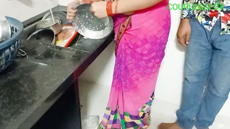Desi Maid Washing Dishes Gets Interrupted By Thirsty House Owner