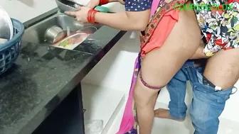 Desi Maid Washing Dishes Gets Interrupted By Thirsty House Owner