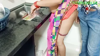 Desi Maid Washing Dishes Gets Interrupted By Thirsty House Owner