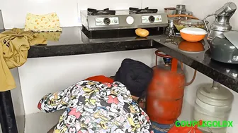 Indian Maid Hid Under Kitchen Table While Komal Got Fucked From Behind