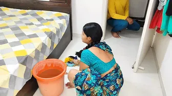 Indian Bhabhi Mopping The Floor Gets Watched And Fucked By Brother In Law