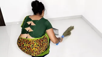 Desi Maid Sweeping The Floor Right In Front Of Your Wife Shamelessly
