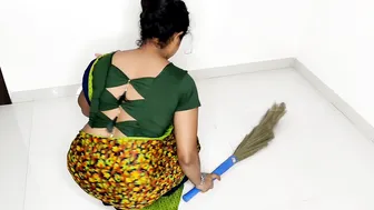 Desi Maid Sweeping The Floor Right In Front Of Your Wife Shamelessly