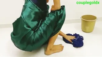 Indian Maid Gets Fucked By Her Employer While Cleaning The Floor