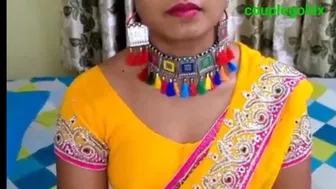 Desi Wife Wearing Yellow Saree Blouse And Petticoat Before Getting Fucked