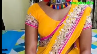Desi Wife Wearing Yellow Saree Blouse And Petticoat Before Getting Fucked