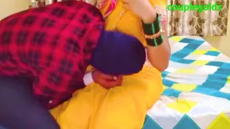Desi Wife Wearing Yellow Saree Blouse And Petticoat Before Getting Fucked