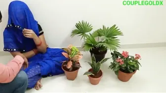 Desi Wife Tends To Her Plants Before Getting Fucked In The Garden