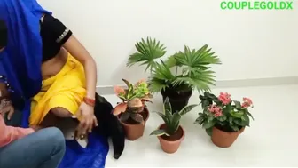 Desi Wife Tends To Her Plants Before Getting Fucked In The Garden