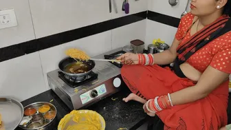 Indian Bhabhi Komal Making Diwali Snacks Devar Licked Her Pussy There