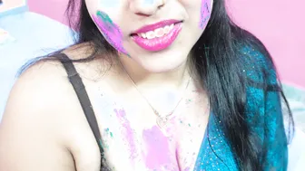 Punjabi Brother-In-Law Smearing Colors On His Sister-In-Law On Holi Day