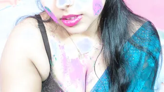 Punjabi Brother-In-Law Smearing Colors On His Sister-In-Law On Holi Day