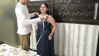 Busty Babe Gets Drilled By Hung Tailor While Clueless Husband Waits Outside