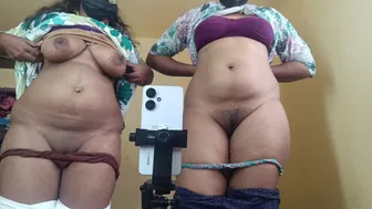 Desi Sisters Video Call With Rich Boyfriend And Showing Off Her Tits And Hairy Twat