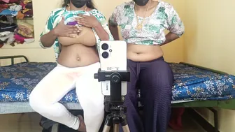 Desi Sisters Video Call With Rich Boyfriend And Showing Off Her Tits And Hairy Twat